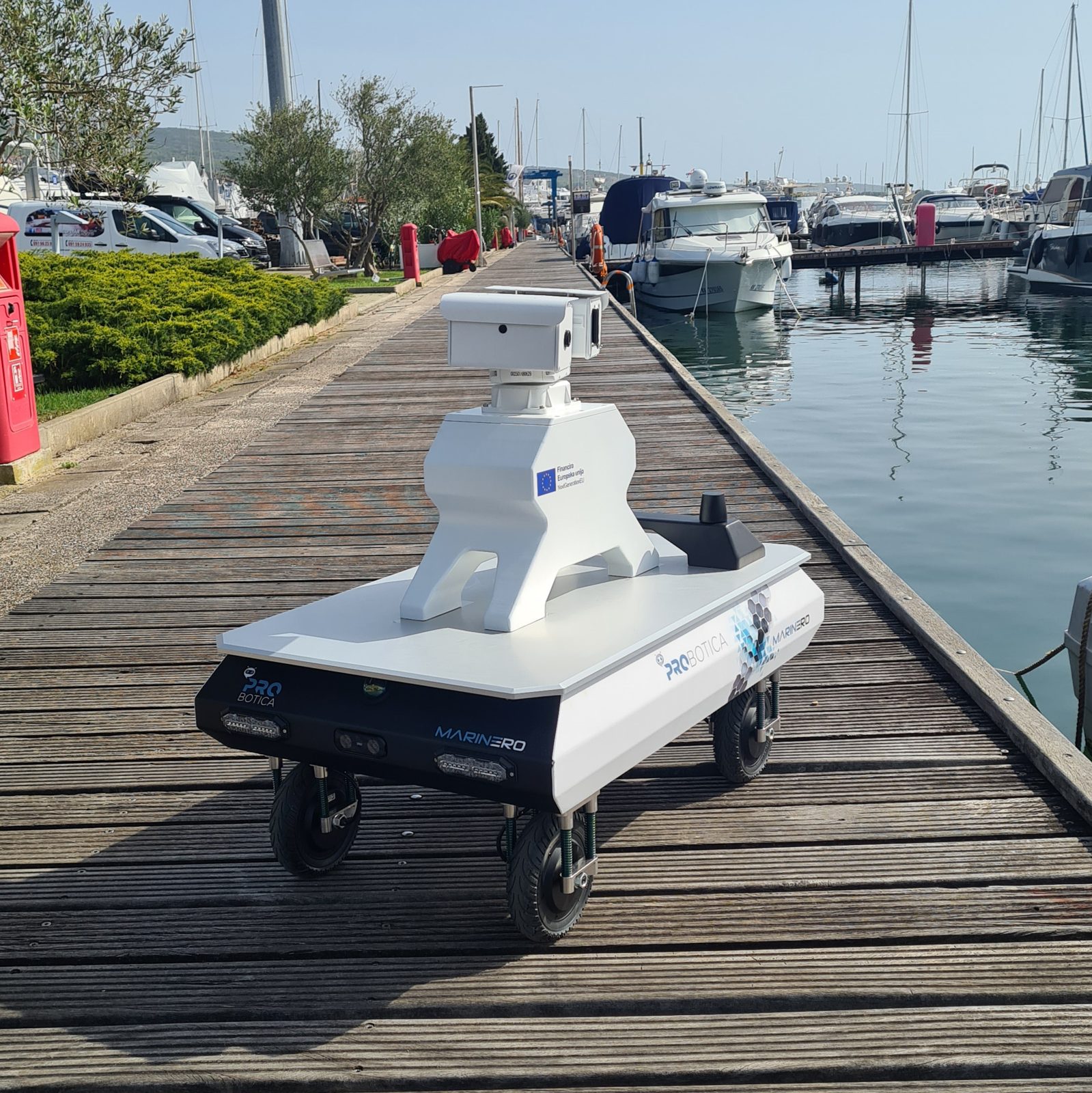 The MARINERO robotic platform on a dock at Marina Punat.