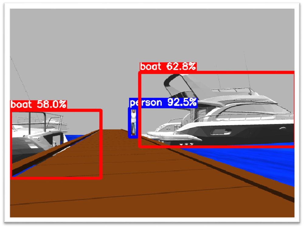 YOLOv8 detection of a vessel.